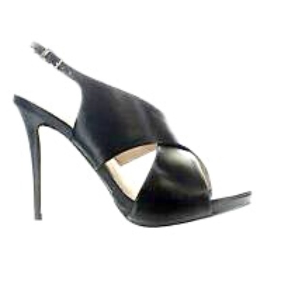 Diane von Furstenberg DVF Vada Black Leather Slingback Sandal Stiletto Heel Pump - Picture 3 of 10